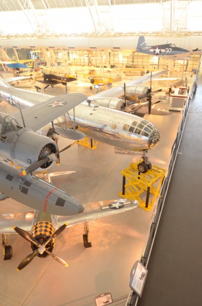 Steven F. Udvar-Hazy Center: South hangar panorama, including Vought OS2U-3 Kingfisher seaplane, B-29 Enola Gay
