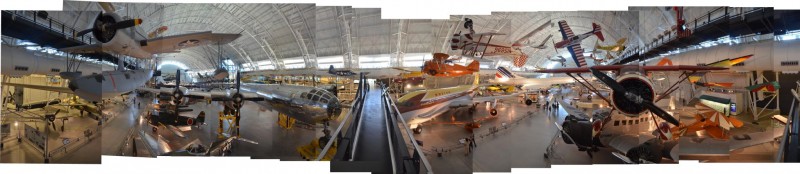 Steven F. Udvar-Hazy Center: Photomontage of Overview of the south hangar, including B-29 "Enola Gay" and Concorde